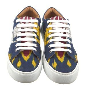 Ralph Lauren Spring 2022 Collection Blue Multi Ikat Print Simra Low Top Sneaker